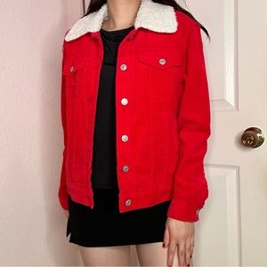 PACSUN Red Corduroy Sherpa Jacket SZ: XS